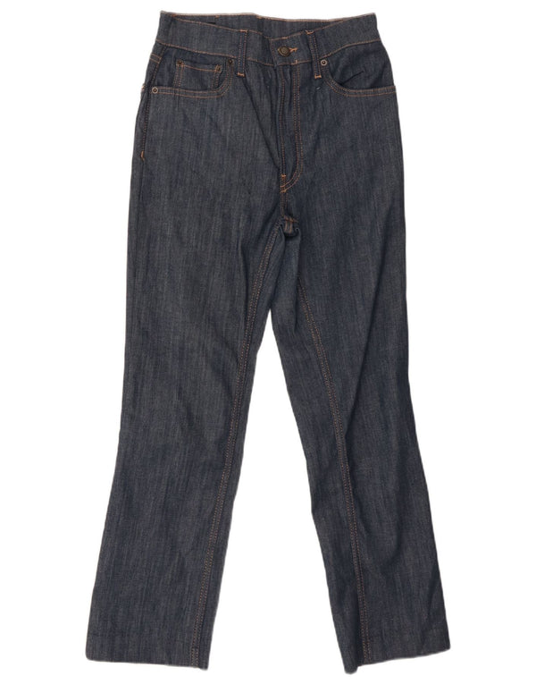 Zara Dame Højtaljede Straight Jeans EU 34 2XS W24 L26 Marineblå