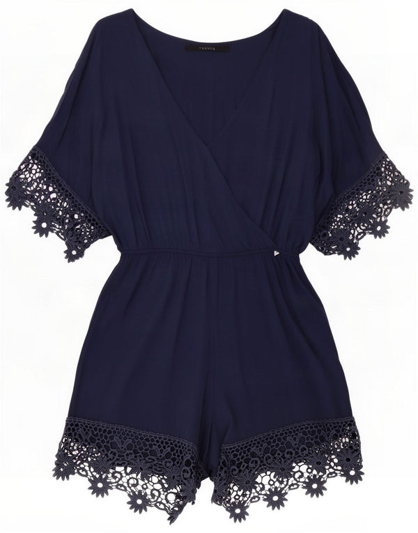 Guess Womens Playsuit UK 8 Small Navy Blue Viscose