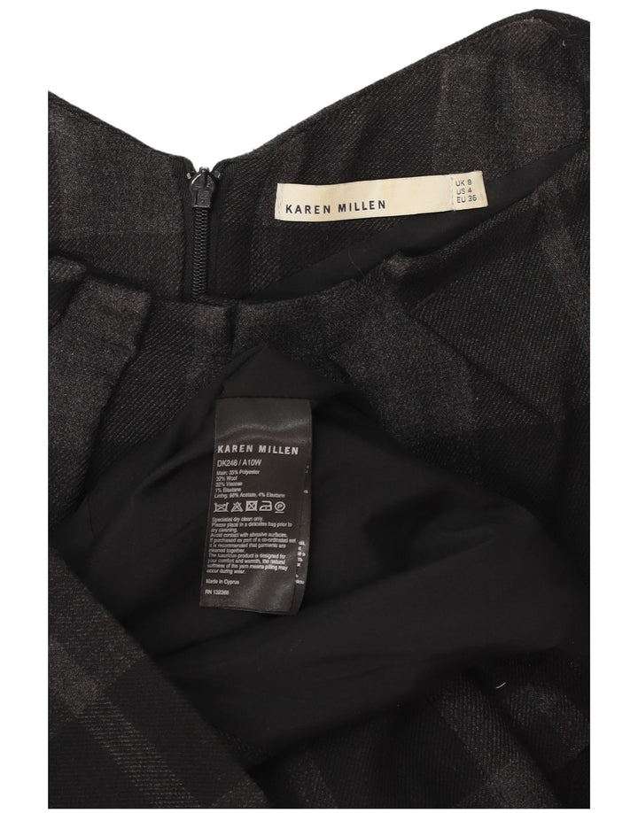 Karen Millen Dame Skede Kjole UK 8 Lille sort ternet polyester