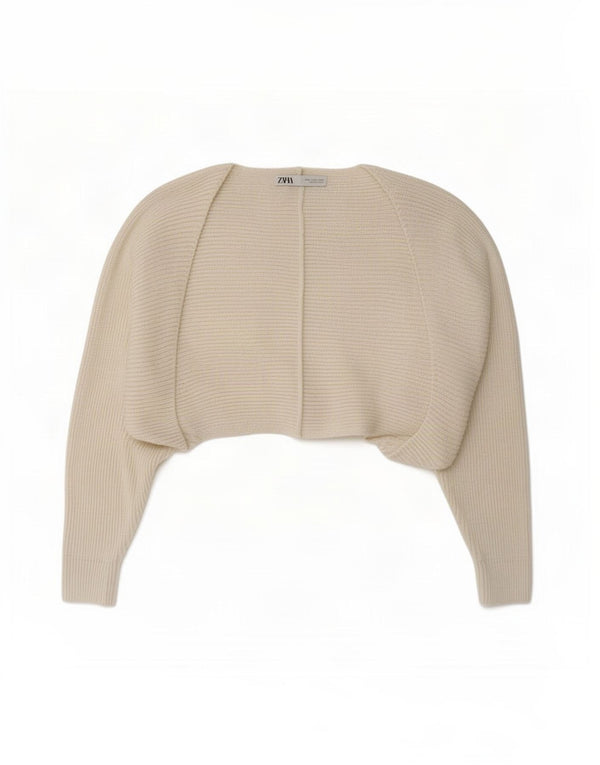 Zara Womens Oversized Bolero Jumper UK 10 Small Off White Polyester