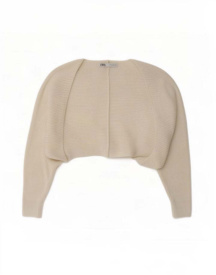 Zara Womens Oversized Bolero Jumper UK 10 Small Off White Polyester