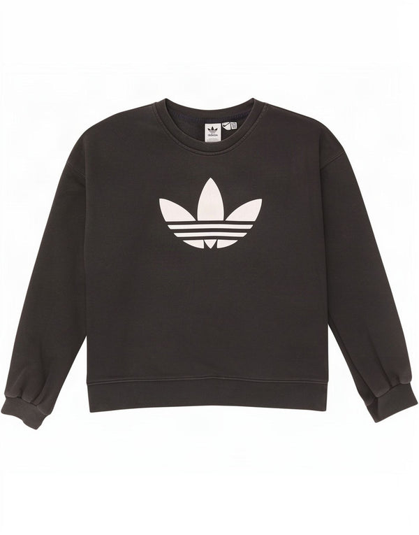 Adidas Womens Graphic Oversized Sweatshirt Jumper UK 16 Large Black Bomuld