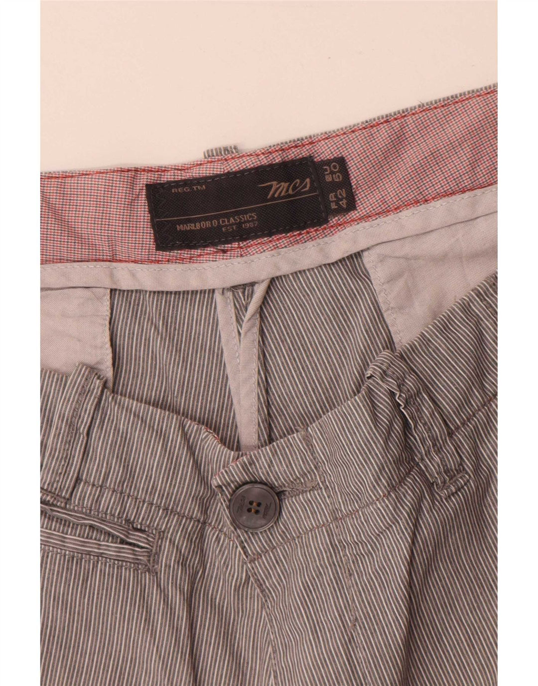 Marlboro Classics Herre Chino Shorts EU 50 Large W34 Grey Pinstripe