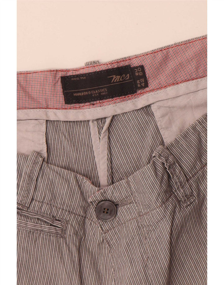 Marlboro Classics Herre Chino Shorts EU 50 Large W34 Grey Pinstripe