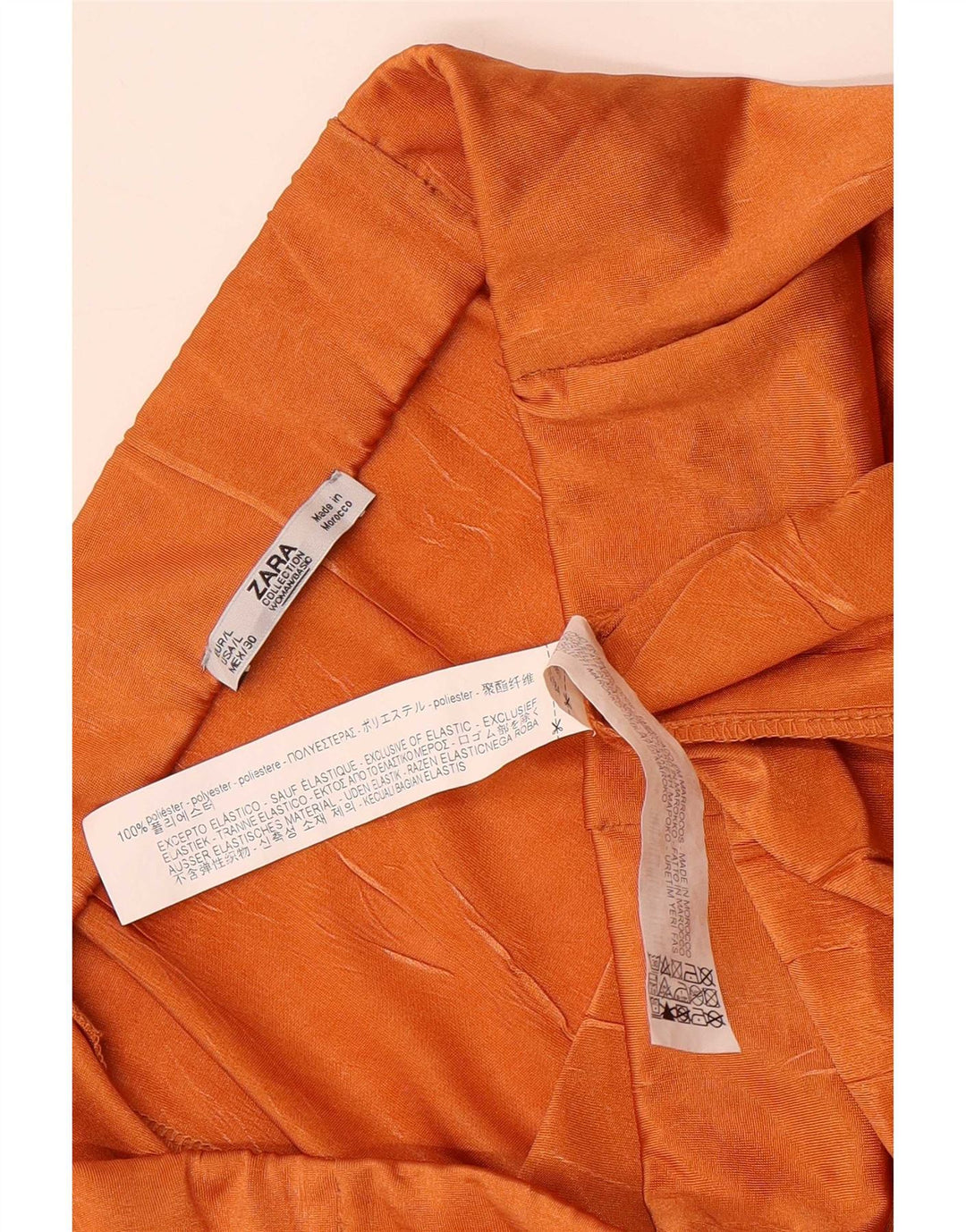 Zara Dame Højtalje Maxi Nederdel Large W30 Orange Polyester