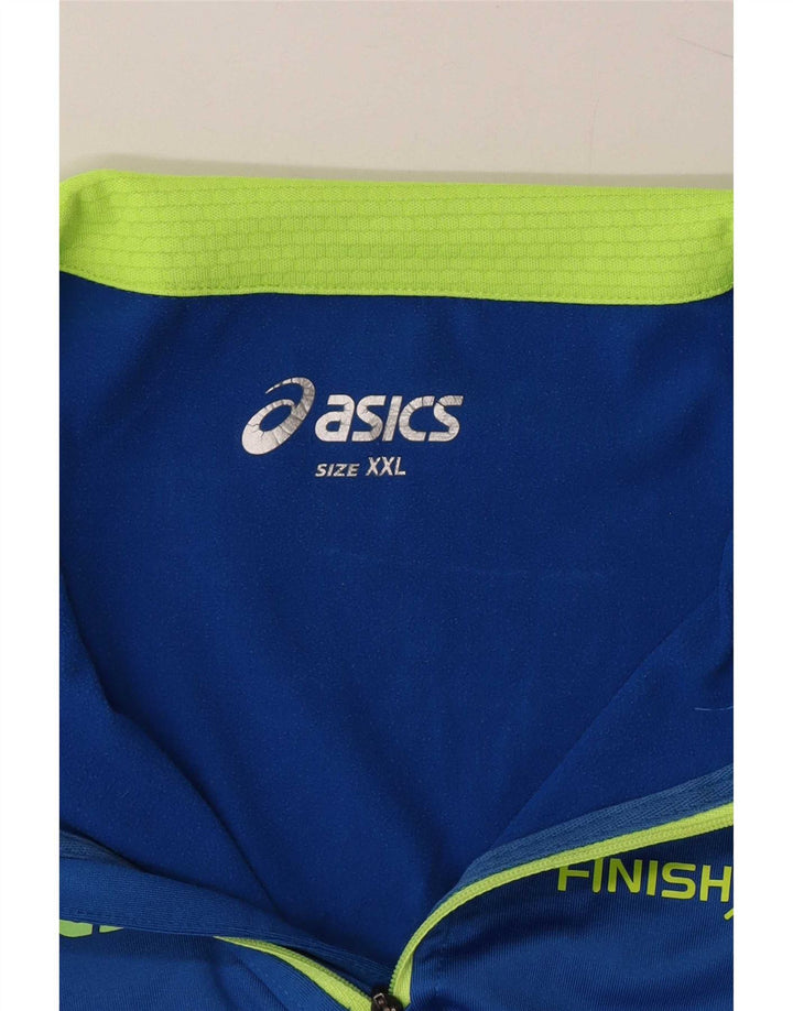 Asics Herre grafisk lynlås hals top langærmet 2XL blå Colourblock polyester