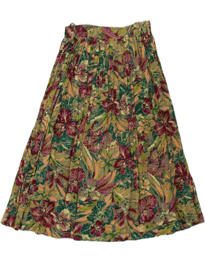 HIRSCH Womens Pleated Skirt EU 40 Medium W28 Multicoloured Floral Viscose Vintage Hirsch and Second-Hand Hirsch from Messina Hembry 