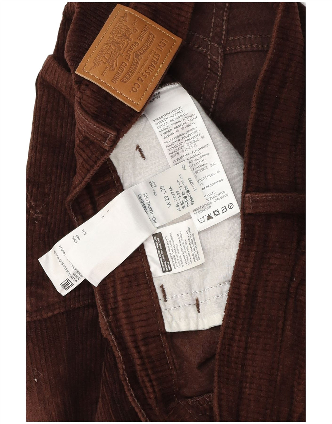 LEVI'S Lige fløjlsbukser til kvinder W29 L30 brun bomuld