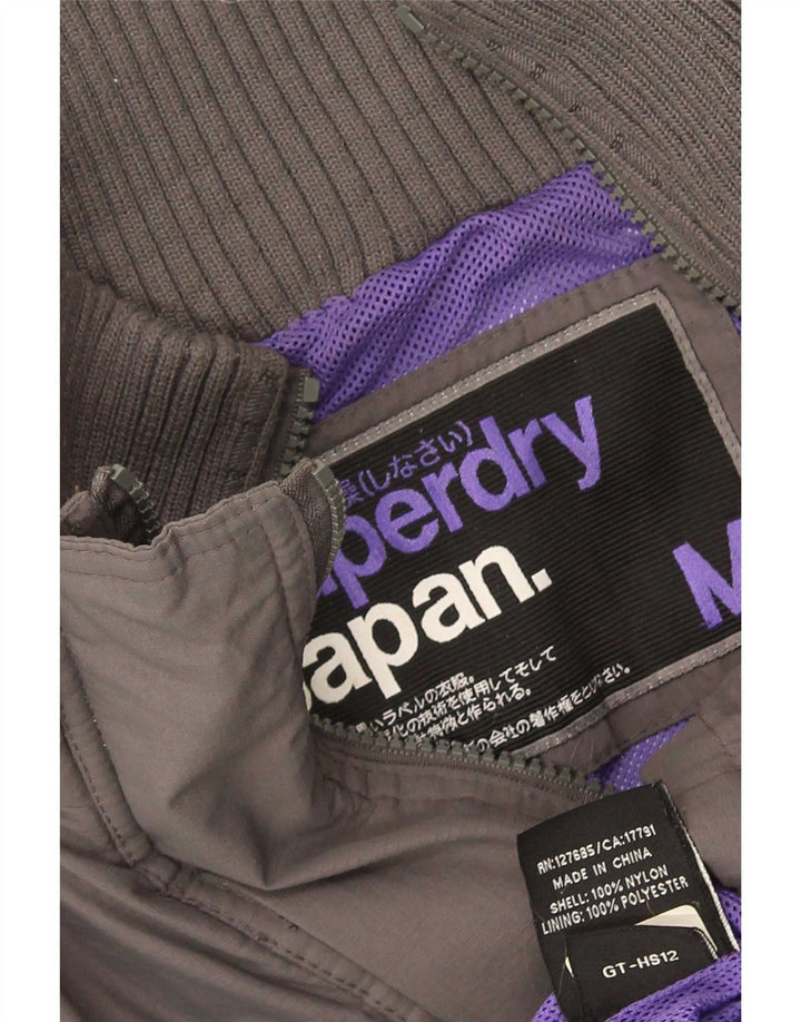Superdry Graphic Windbreaker Jacket UK 12 Medium Grey Polyester