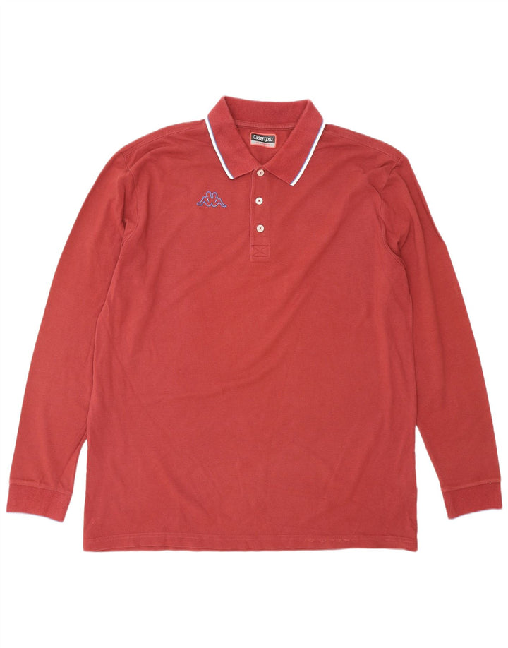 KAPPA Mens Long Sleeve Polo Shirt 2XL Red Cotton