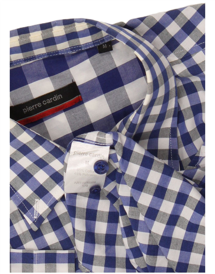 Pierre Cardin Herre kortærmet skjorte Medium Blue Gingham Cotton