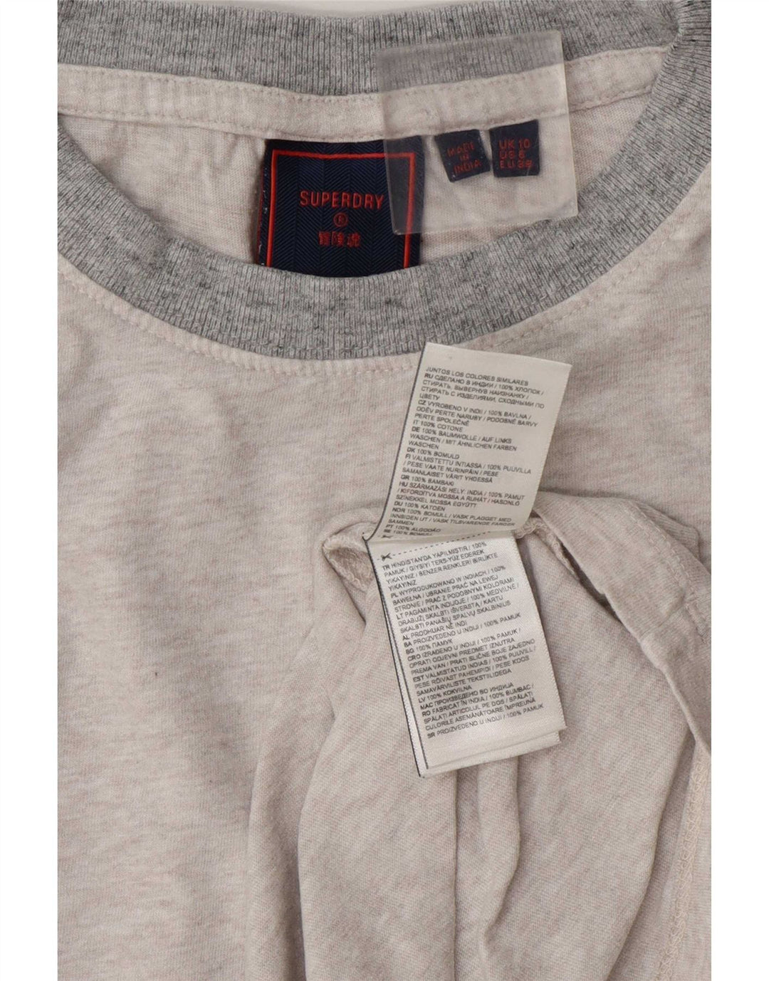 Superdry oversized T-shirt top til kvinder DK 10 Lille grå flækket bomuld