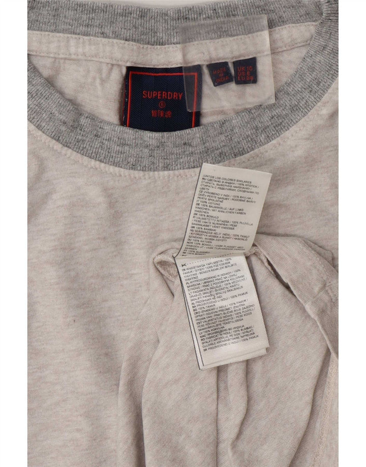 Superdry oversized T-shirt top til kvinder DK 10 Lille grå flækket bomuld