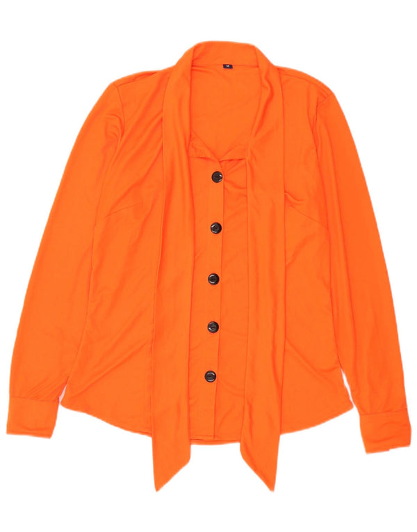 Vintage Dame Front Tie Shirt Bluse UK 14 Medium Orange