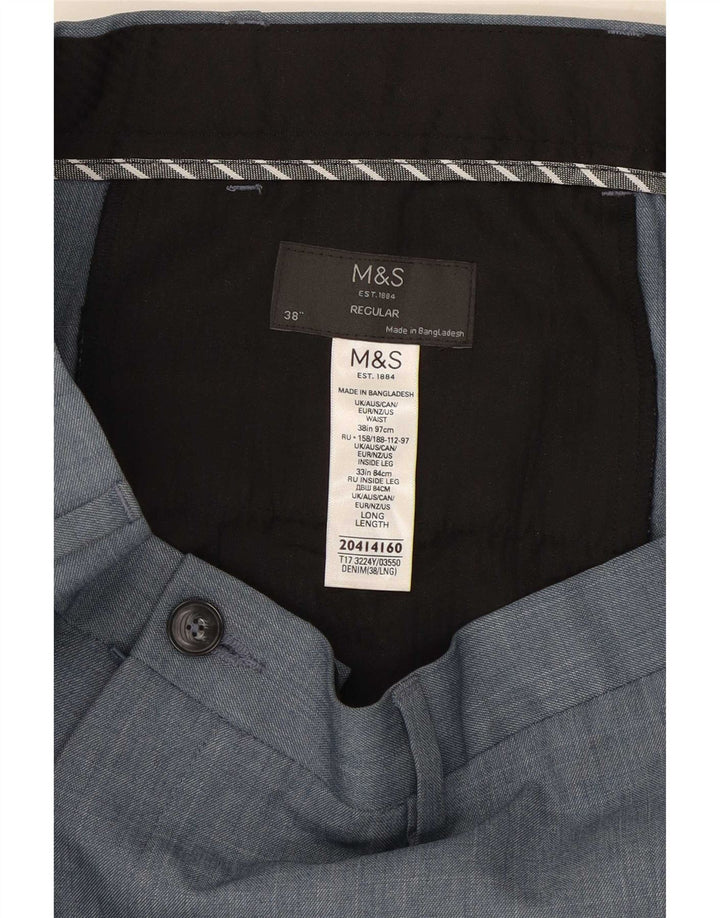 Marks & Spencer Herre Regular Chino Bukser W38 L33 Blå Polyester