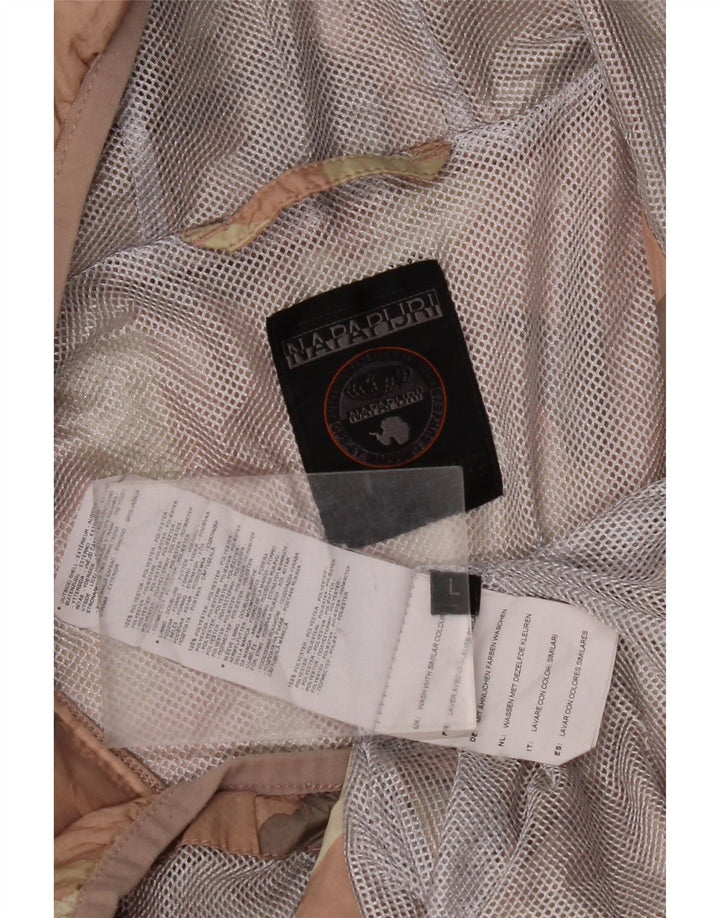 NAPAPIJRI Regnjakke med hætte til kvinder UK 16 Large Pink Camouflage Polyester