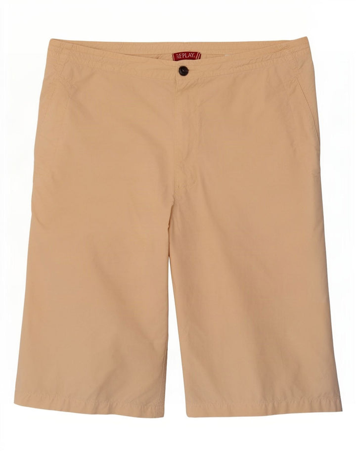 Replay Bermuda Shorts til kvinder W34 Large Beige Bomuld