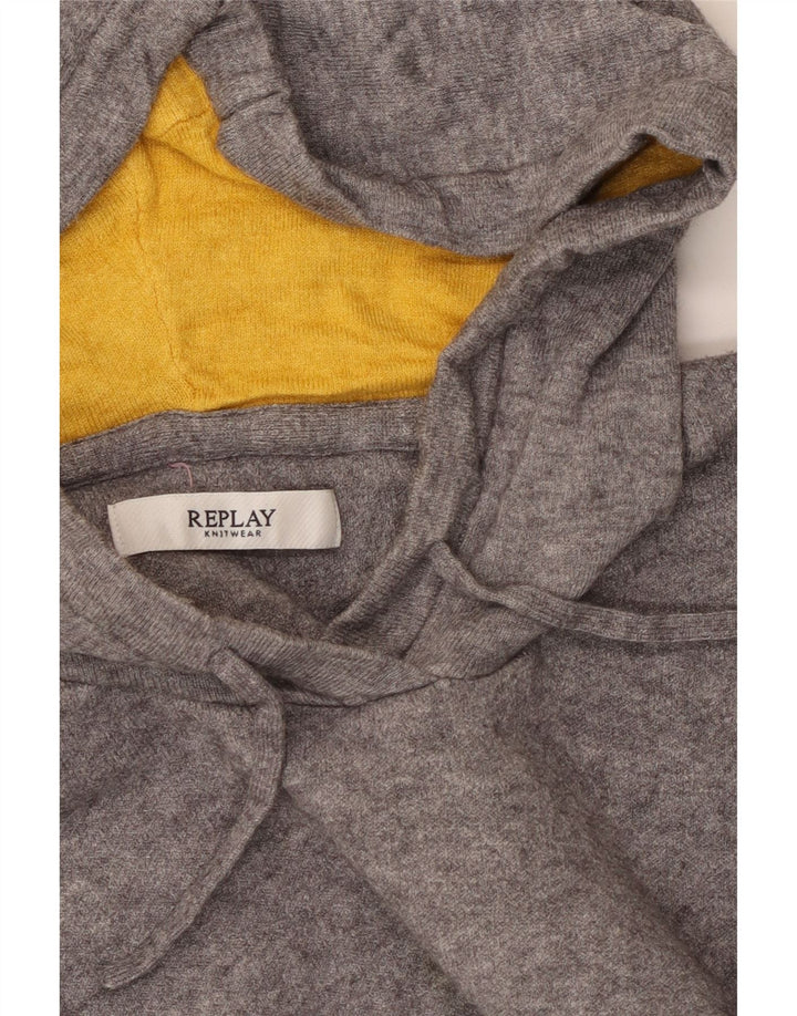 Replay Dame Hættetrøje UK 10 Small Grey Viscose