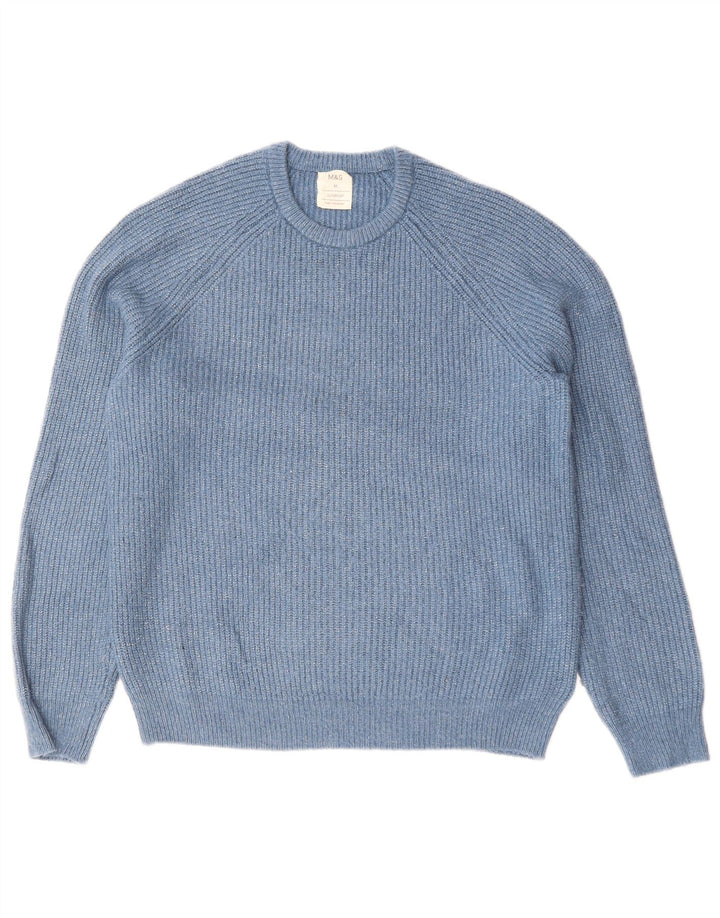 Marks & Spencer Herre sweater med rund hals, mellemblå polyamid