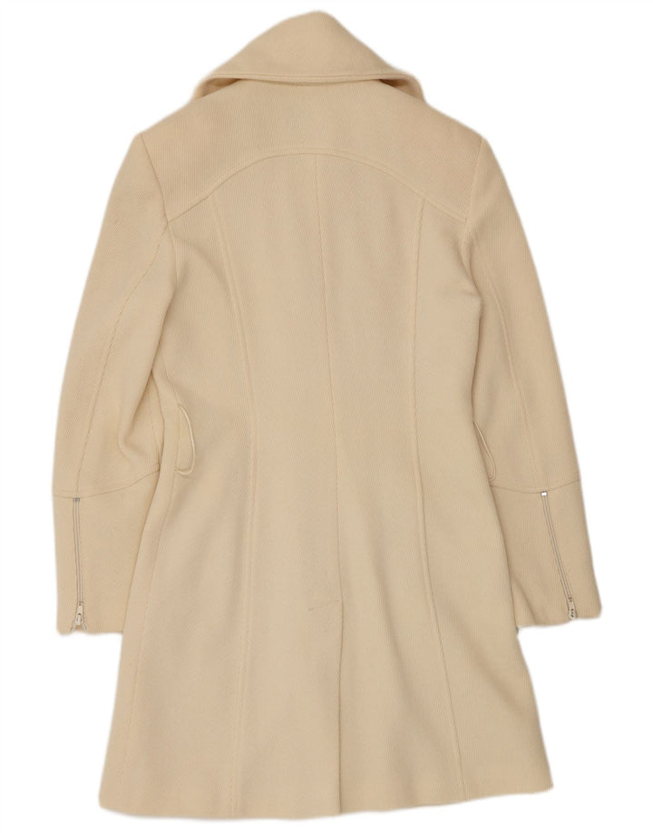Vintage Dame Overfrakke IT 42 Medium Off White Uld Klassisk