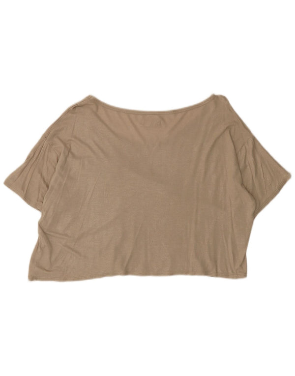 Hollister Womens Crop T-Shirt Top UK 14 Medium Beige Flecked Viscose