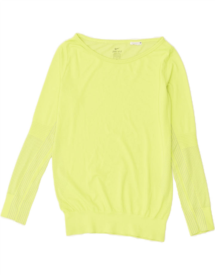 NIKE Dame Dri Fit Top Langærmet UK 10 Lille grøn polyester