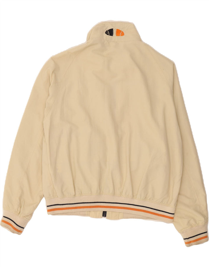 AMERICANINO Mens Graphic Bomber Jacket UK 38 Medium Beige Nylon Vintage Americanino and Second-Hand Americanino from Messina Hembry 