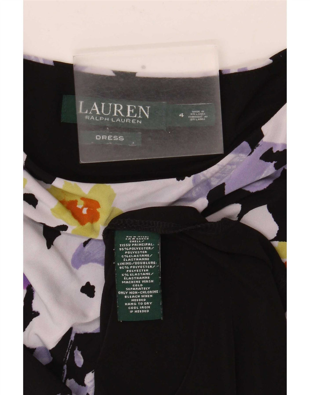 Ralph Lauren Womens Sheath Dress US 4 Small Black Floral Polyester