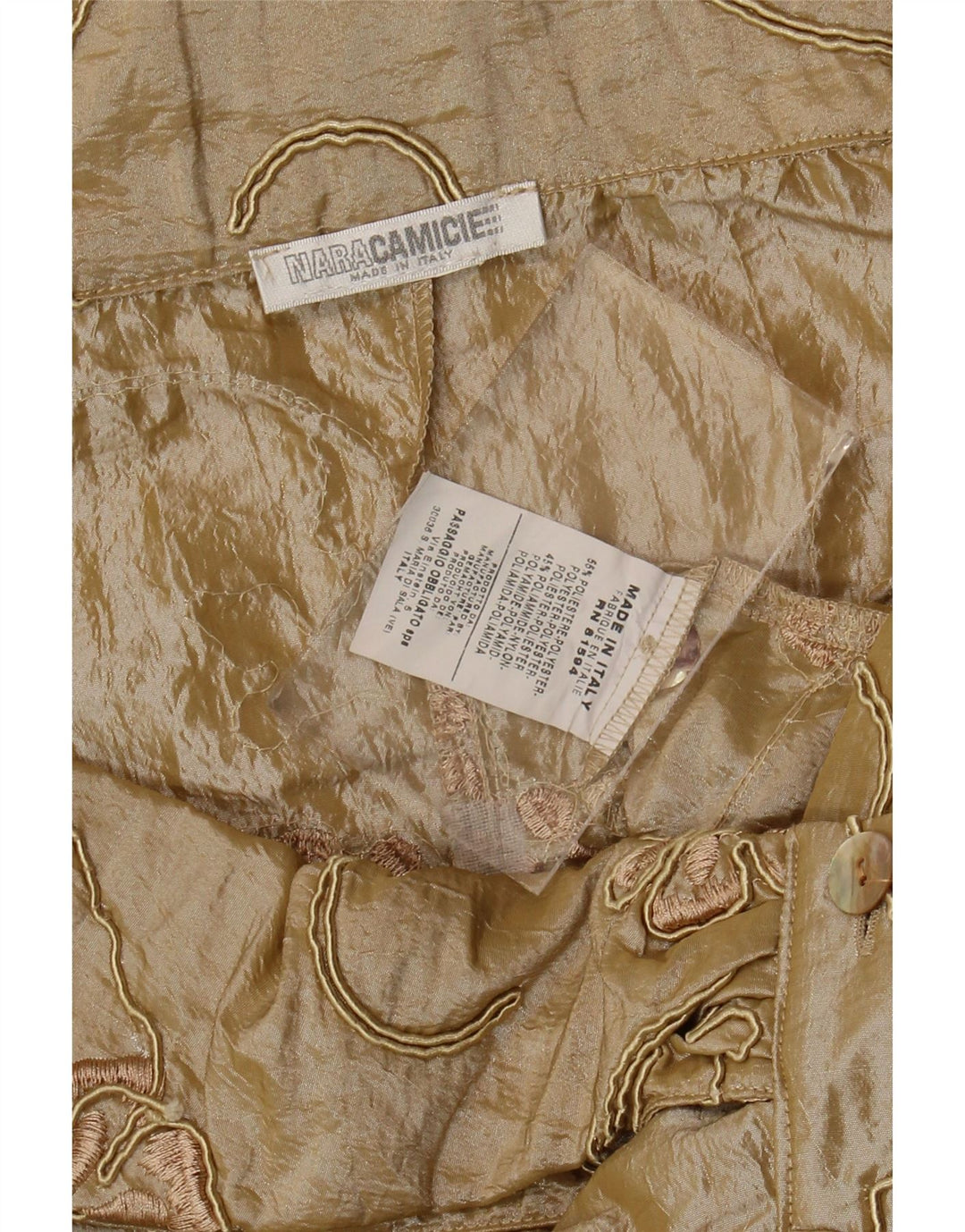 Naracamicie Womens Crop Shirt Bluse UK 12 Medium Beige Floral Polyester