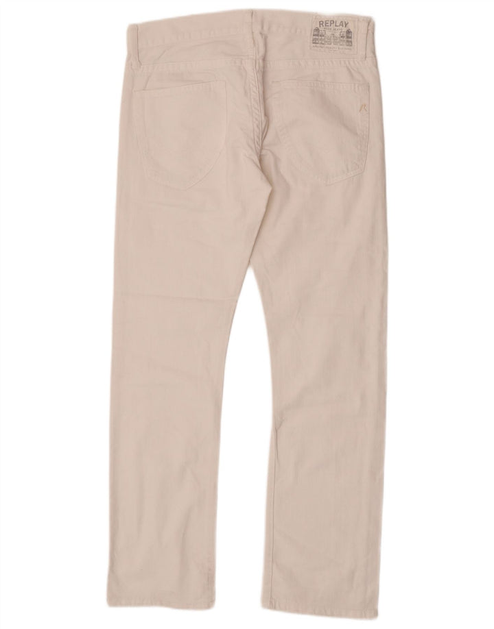 Replay Herre Straight Jeans W32 L31 Hvid Bomuld