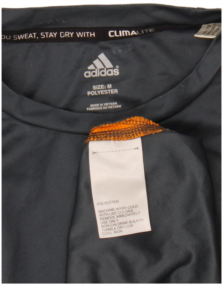 Adidas Herre Climalite T-Shirt Top Medium Grey Colourblock Polyester