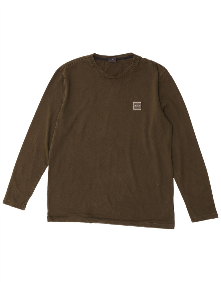 Hugo Boss Herre Top Langærmet Medium Khaki Bomuld