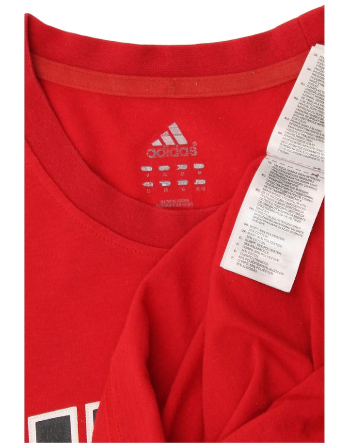 Adidas Herre Bulls Grafisk T-Shirt Top Medium Rød Polyester
