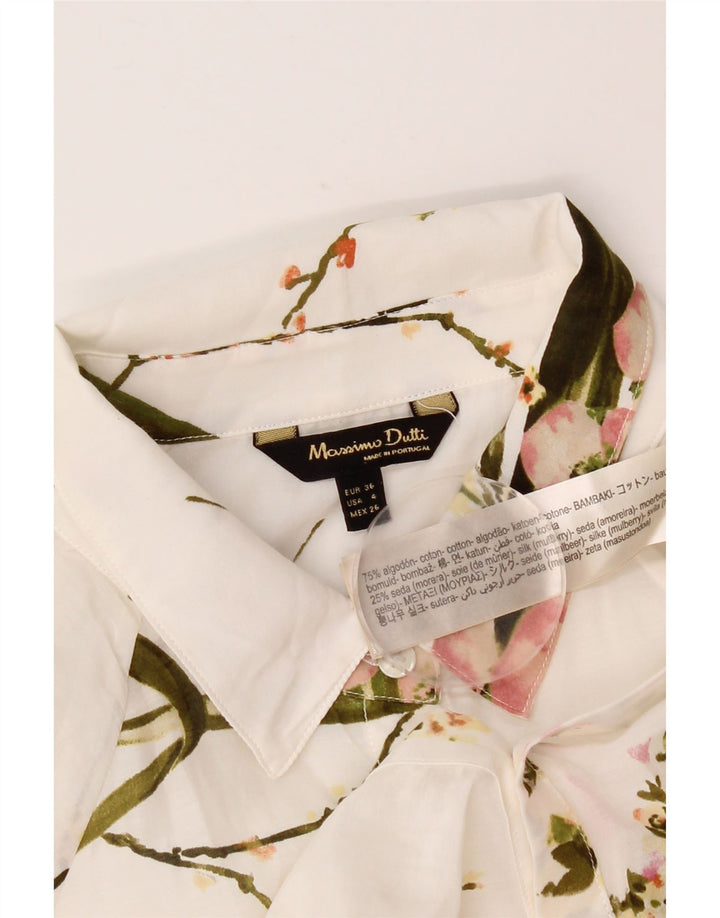 Massimo Dutti Dame Se Through Oversized skjorte EU 36 XS White Floral