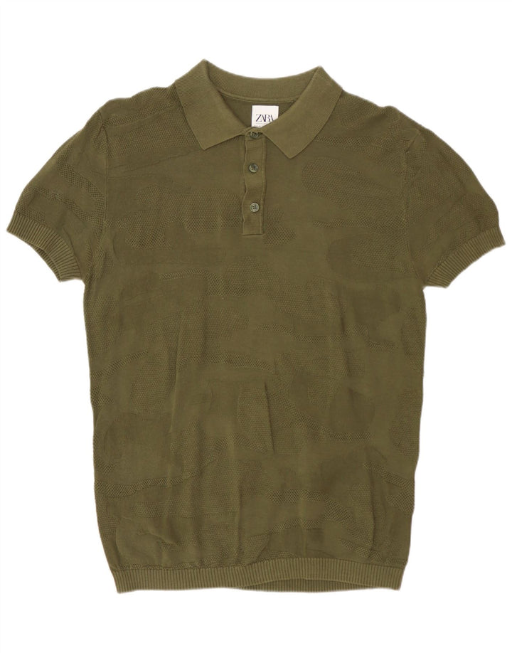 Zara Herre Polo Shirt Medium Khaki Camouflage