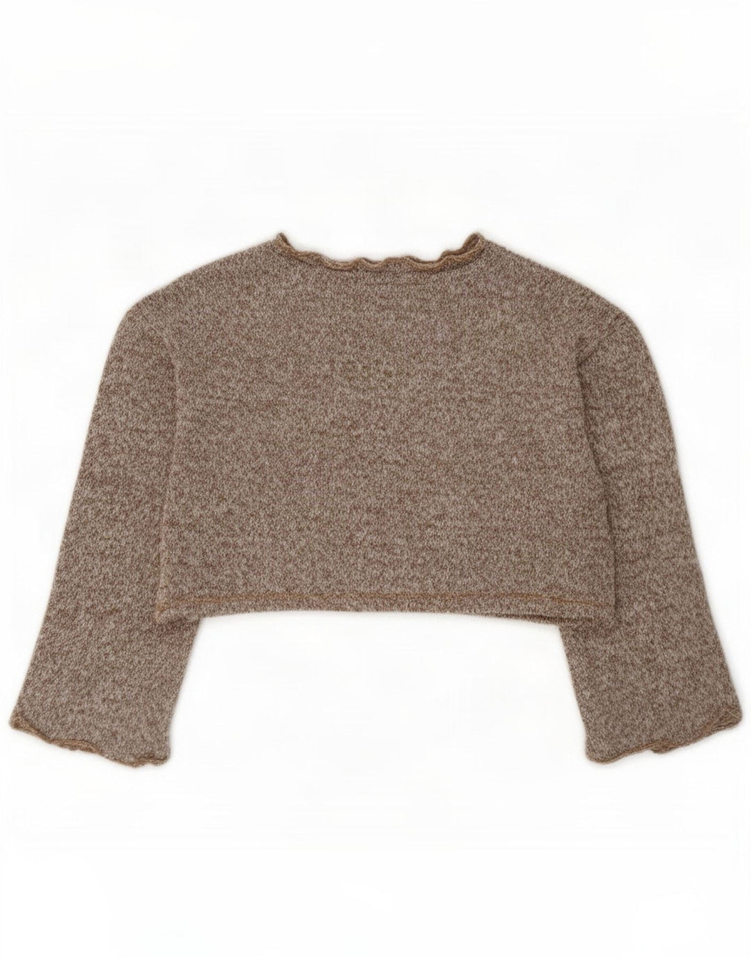 Zara Womens Crop Oversized Top Langærmet UK 10 Small Brown Polyester
