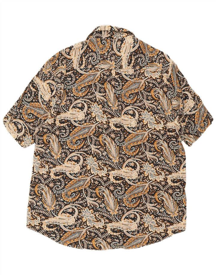 Vintage Kortærmet Herreskjorte Stor Sort Paisley