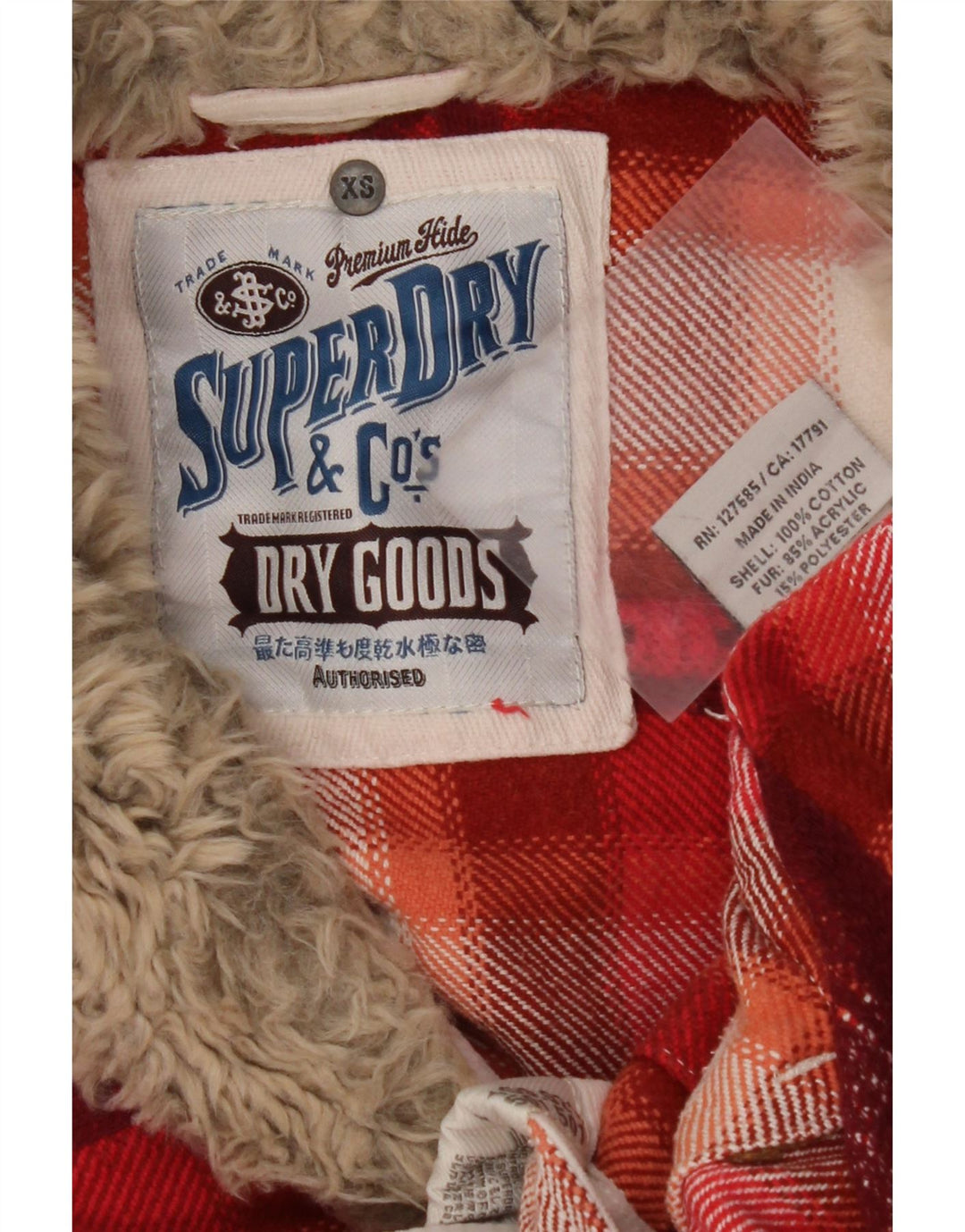 SUPERDRY Dame Flanellskjorte UK 6 XS Rød Plaid Bomuld