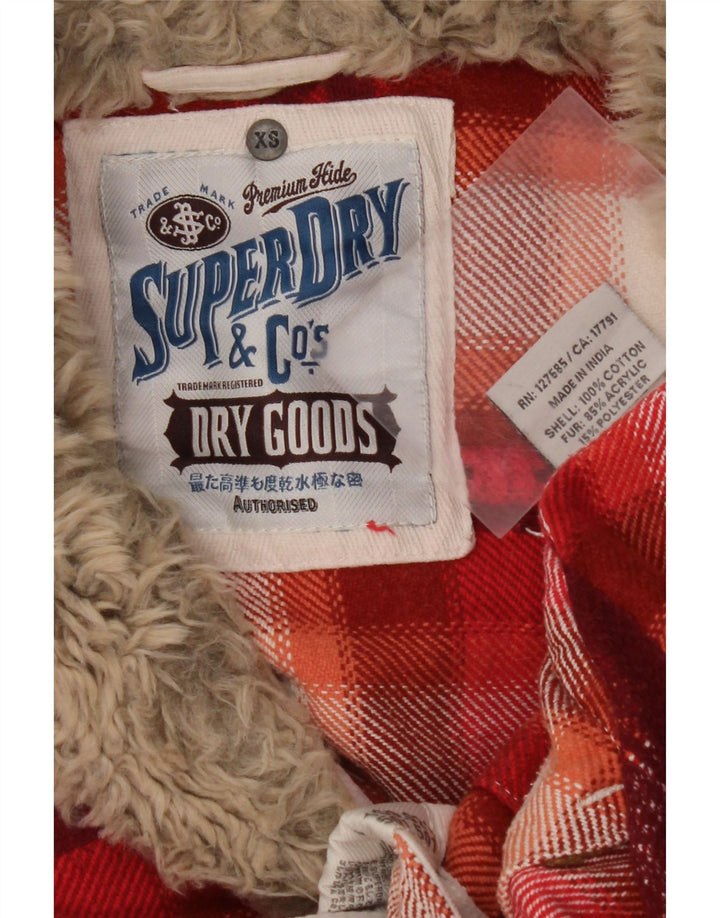 SUPERDRY Dame Flanellskjorte UK 6 XS Rød Plaid Bomuld