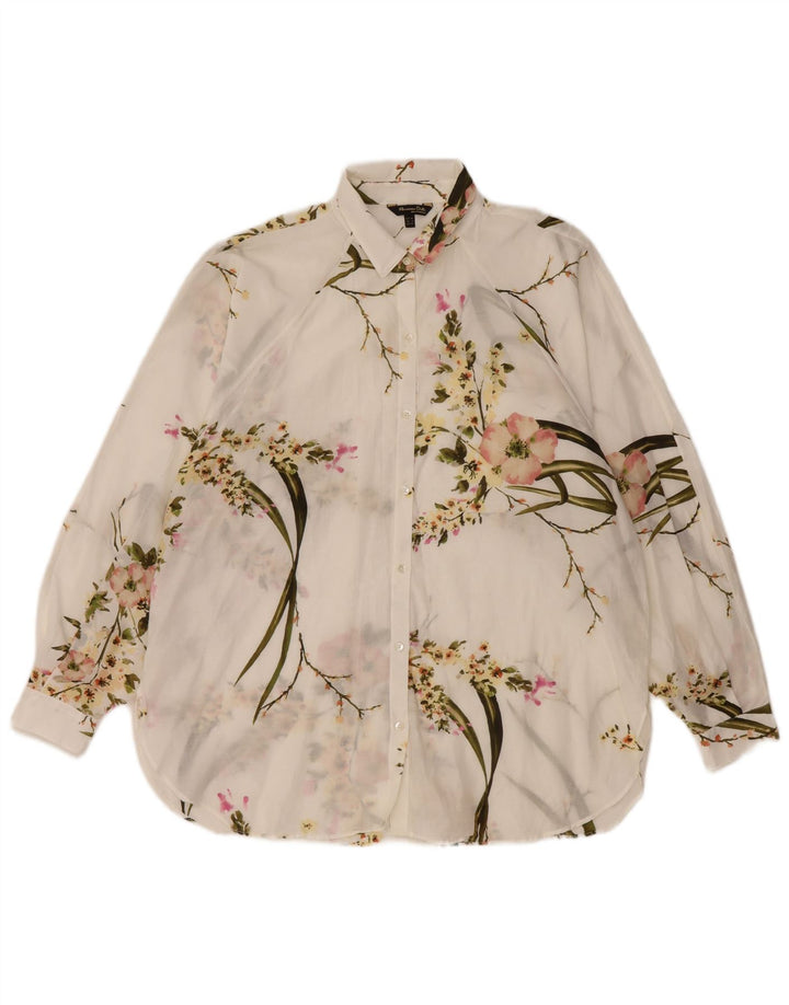 Massimo Dutti Dame Se Through Oversized skjorte EU 36 XS White Floral