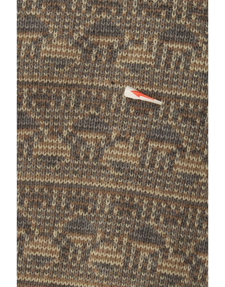 Vintage herre cardigan sweater Medium Grey Fair Isle Wool