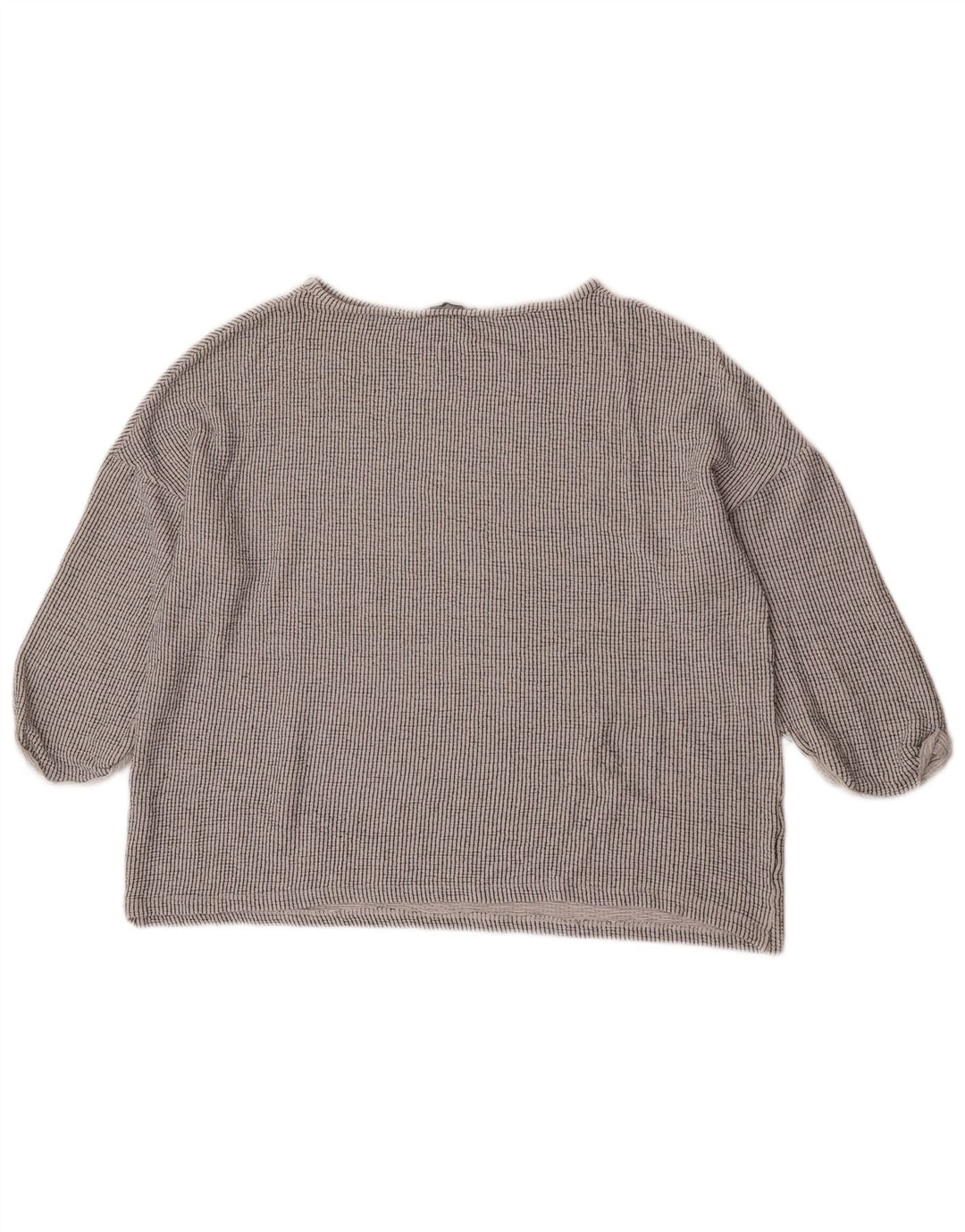 Zara Dame 3/4 ærmet oversize bluse Top UK 14 Mellem grå stribet