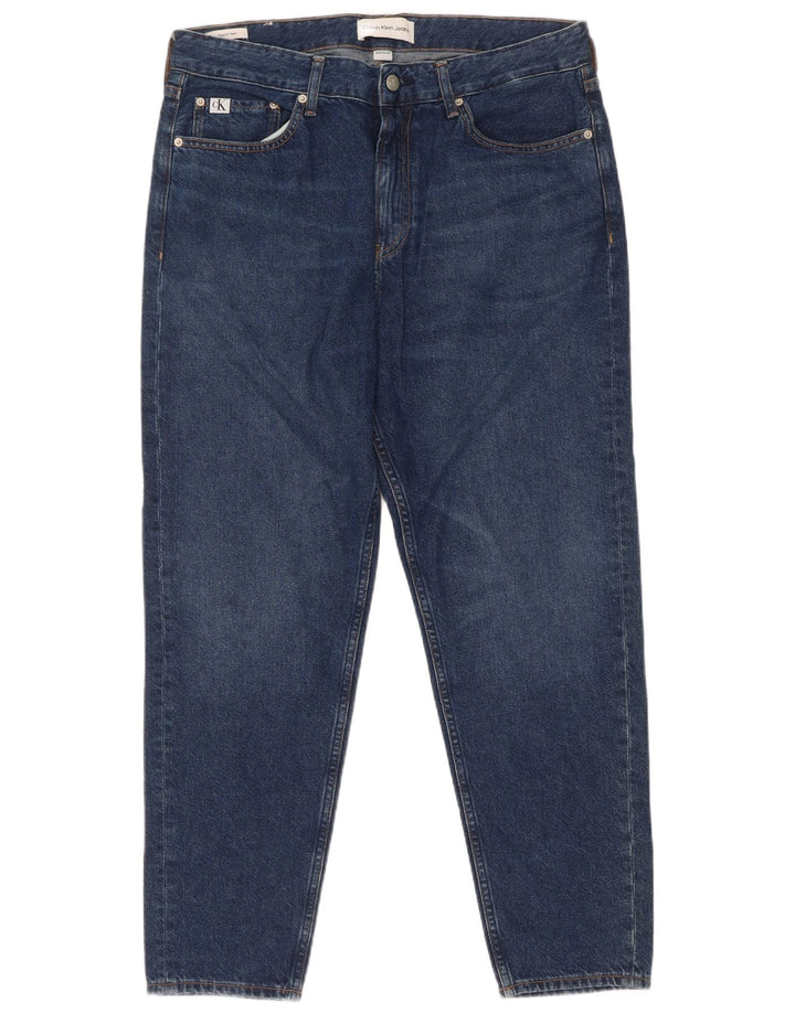 Calvin Klein Herre Regular Tapered Jeans W33 L30 Blue Cotton