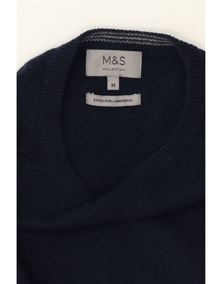 Marks & Spencer Herre sweater med rund hals, medium marineblå lammeuld