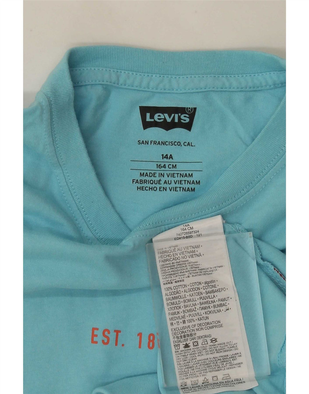 Levi's Boys Grafisk T-Shirt Top 13-14 år Blå Bomuld