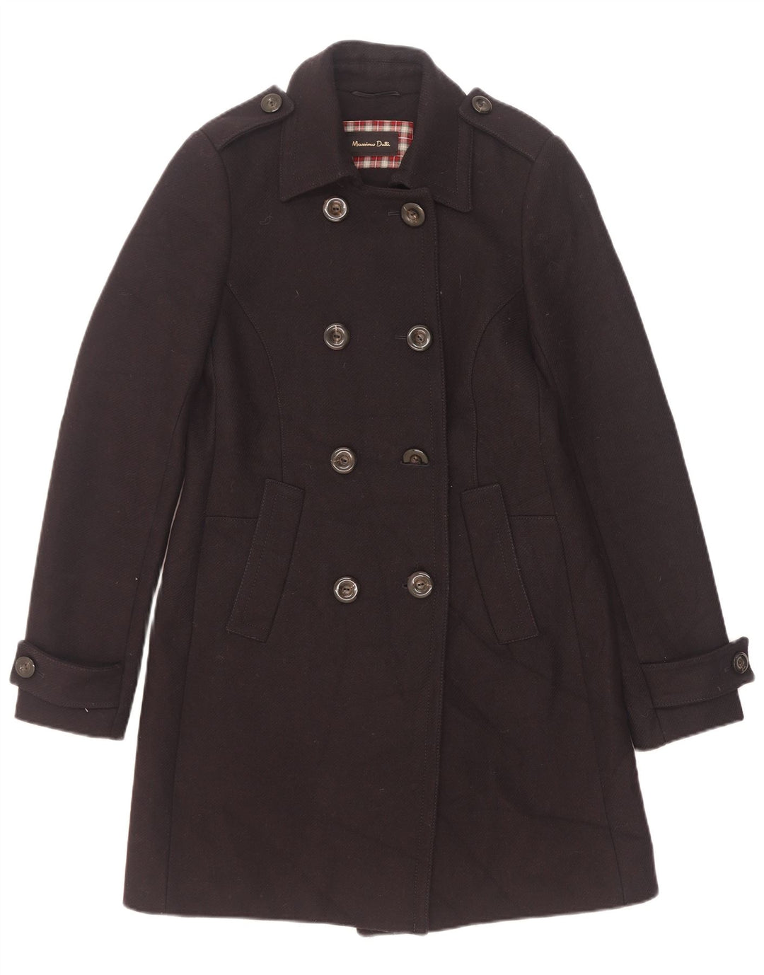 Massimo Dutti Dame Military Double Breasted Coat UK 10 Small Navy Blue