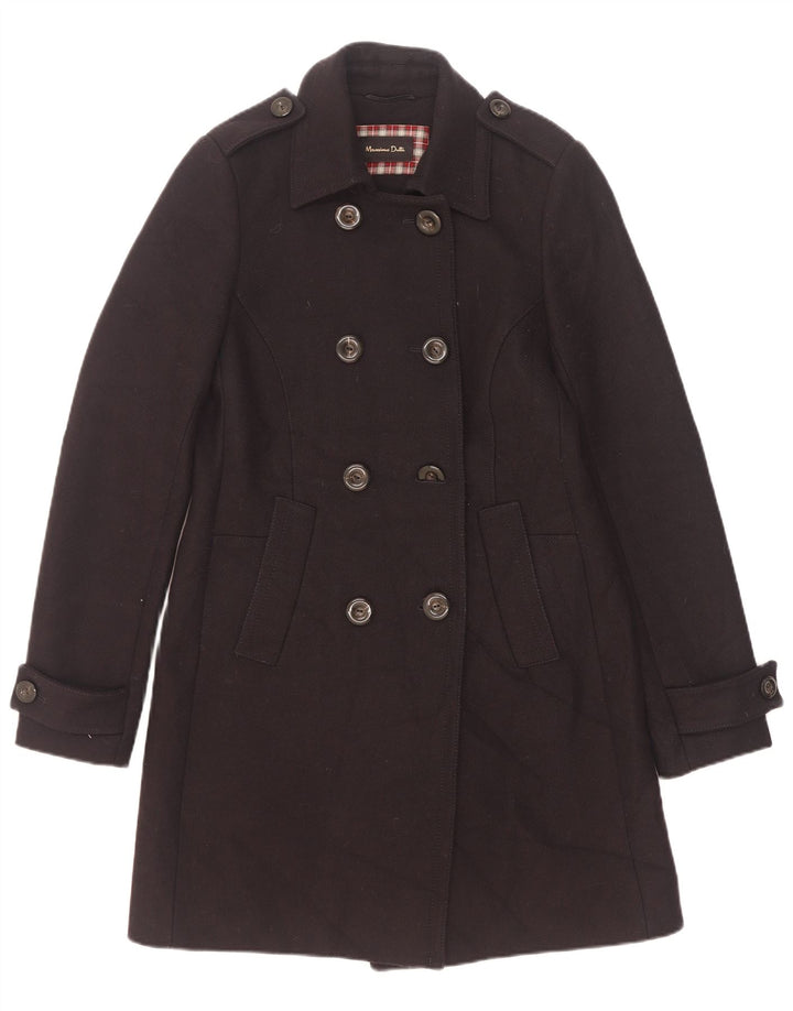 Massimo Dutti Dame Military Double Breasted Coat UK 10 Small Navy Blue