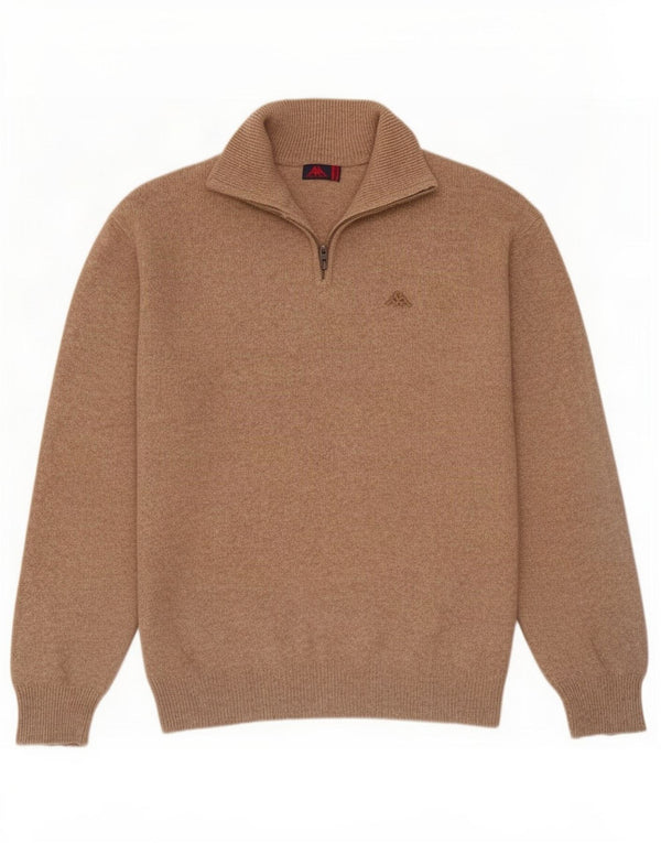 Kappa Herre Zip Neck Jumper Sweater 2XL Brun Uld