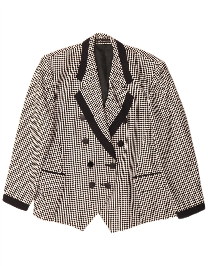 Hardob Dame Dobbeltradet Blazer Jacket UK 20 2XL Sort Houndstooth