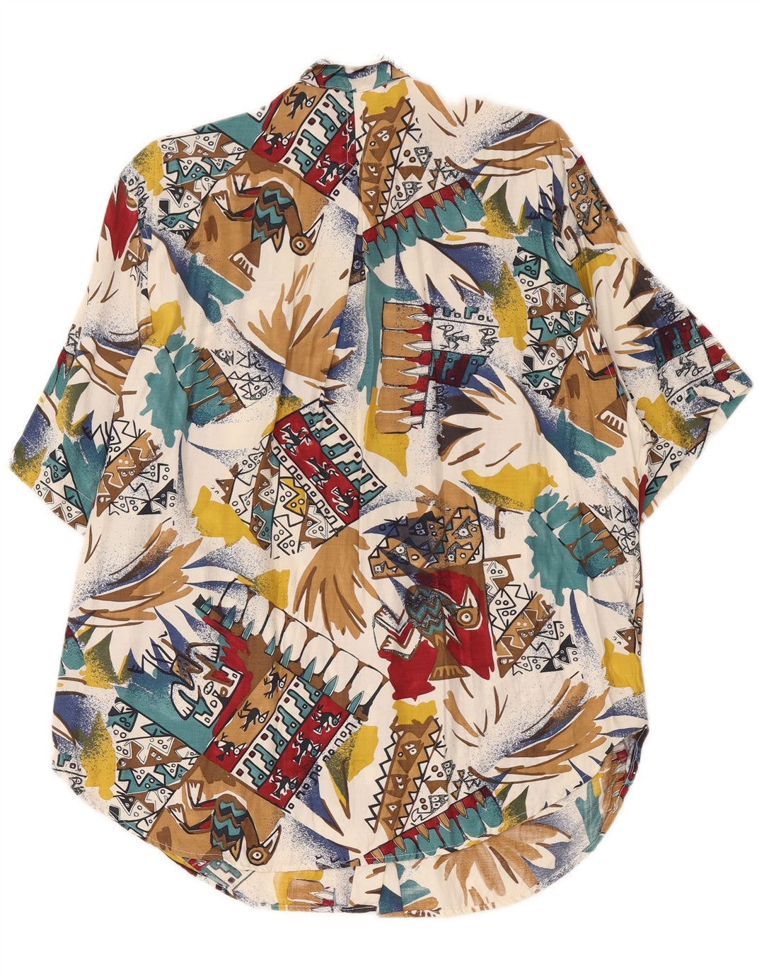 Vintage Dame Oversized Hawaii Skjorte UK 16 Stor Flerfarvet Retro